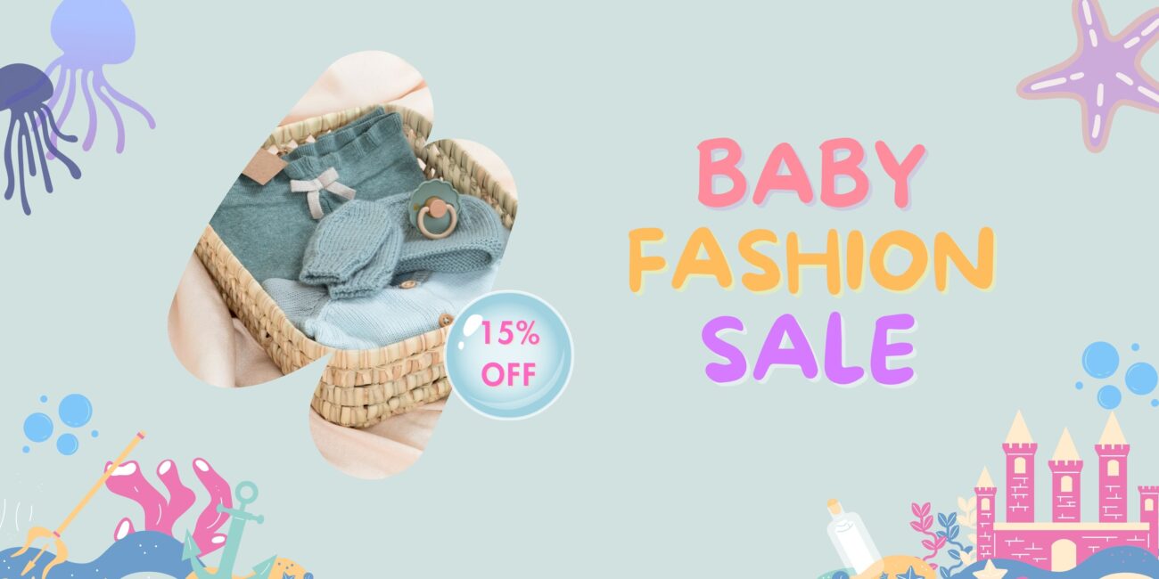 yellow pink colorful baby fashion special promo landscape banner