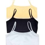 pack of 3 camisole for women and girls stretchable cotton tank top & shameez for teens and ladies comfortable innerwear slip for girls | white & skin & black camisole set for women