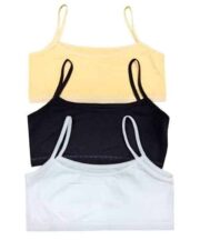 pack of 3 camisole for women and girls stretchable cotton tank top & shameez for teens and ladies comfortable innerwear slip for girls | white & skin & black camisole set for women