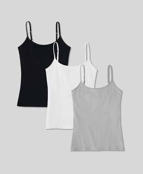 Pack of 3 Camisole for Women and Girls Stretchable Cotton Tank Top & Shameez for Teens and Ladies Comfortable Innerwear Slip for Girls | White & Skin & Black Camisole Set for Women